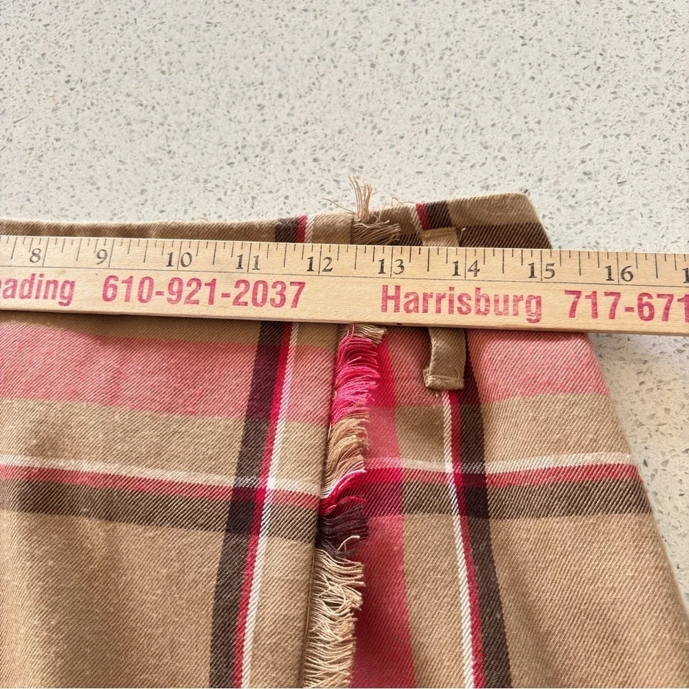 Vintage Evan-Picone Maxi Skirt Womens Size 6 Plaid Faux Wrap Fringe Fully Line
